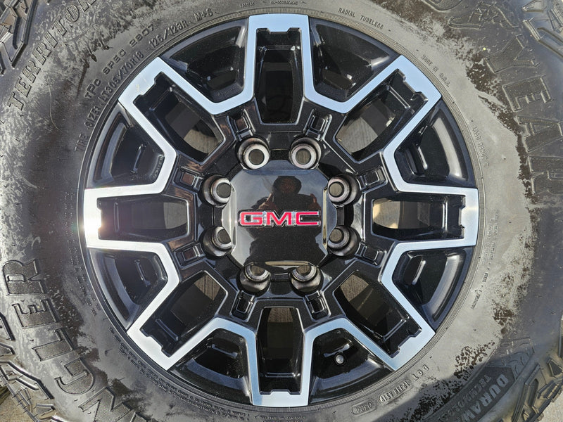 18" GMC Sierra AT4X Chevy Trail Boss 2500 OEM 14136 wheels rims GOODYEAR 35" Texas Truck Tire