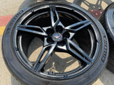19" + 20" Chevy Corvette C8 OEM 14007 14008 wheels rims BLACK TPMS Texas Truck Tire