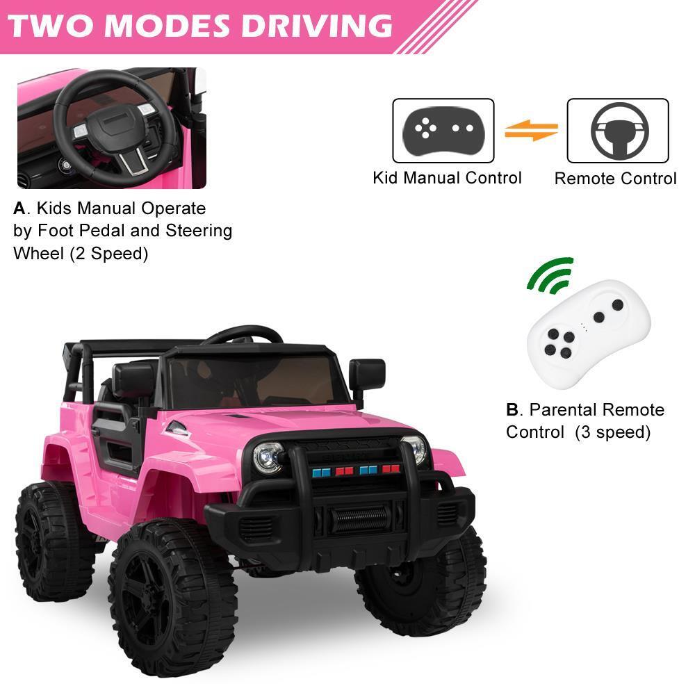 Electric 3-Speed Ride-On Car for Kids with Remote Control - Pink