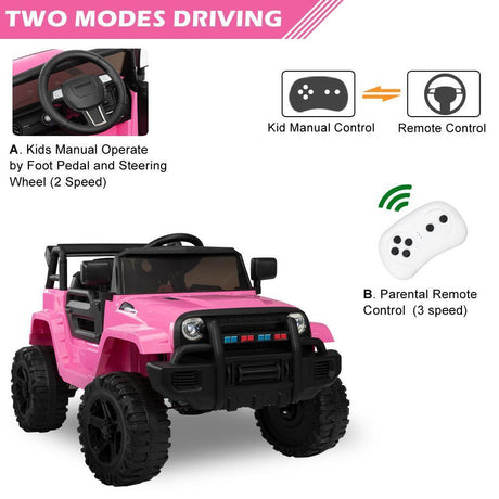 Electric 3-Speed Ride-On Car for Kids with Remote Control - Pink