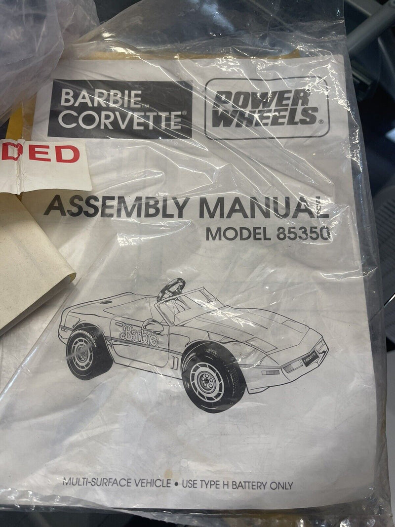 1988 BARBIE CORVETTE Classic Edition ~ Ride-On Toy Car #85350