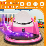 12V Kids Ride-On Bumper Car with Remote Control and 360° Spin Toddler Toy Pink