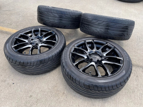 18x8 18" Lorenzo WL036 wheels rims tires 5x4.5 5x114.3 Camry Accord Mustang Texas Truck Tire