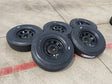 (5) 16x6 16" Dexstar Steel Trailer Gloss Black Wheels Rims Tires 14 PLY 8x6.5 Texas Truck Tire