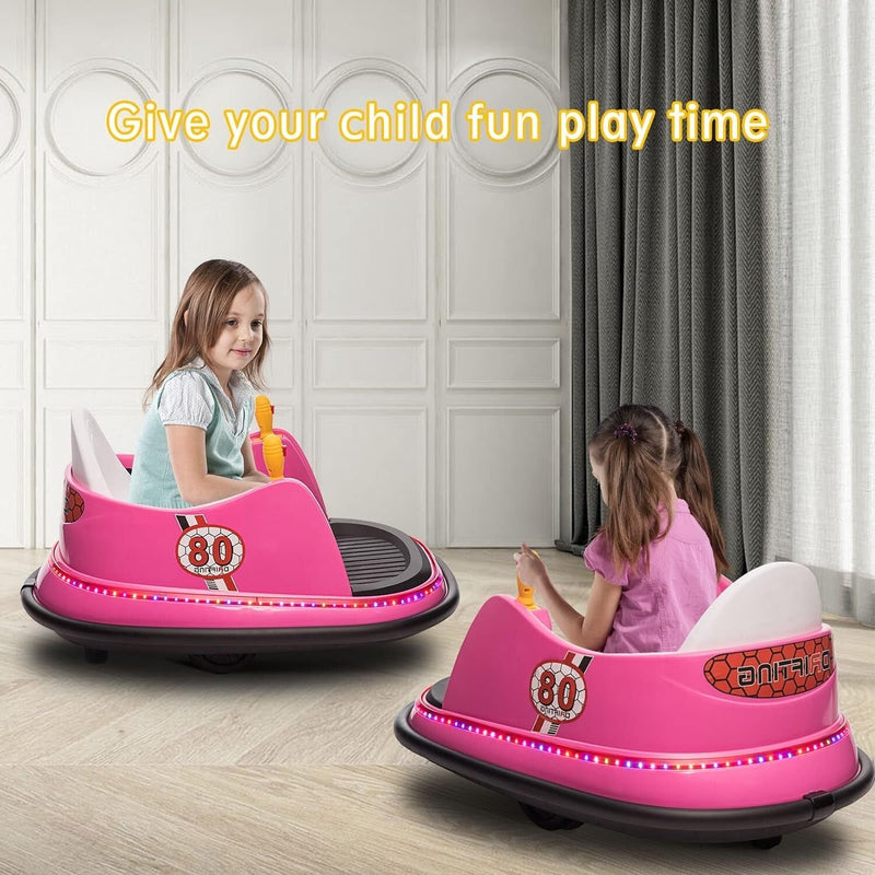 12V Kids Ride-On Bumper Car with Remote Control and 360° Spin Toddler Toy Pink