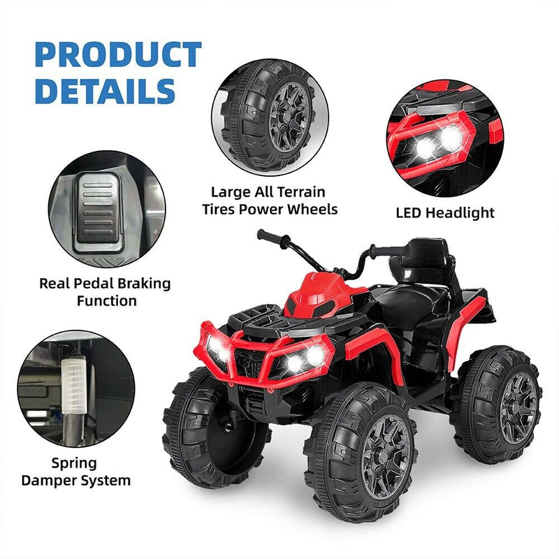 Electric ATV Off-Road Quad Car Toy for Kids - 24V with LED Lights and Dual Speed Options