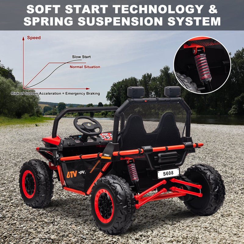 24V Kids 2-Seater Electric Ride-On UTV Truck with 4WD and 320W Motor, Remote Control