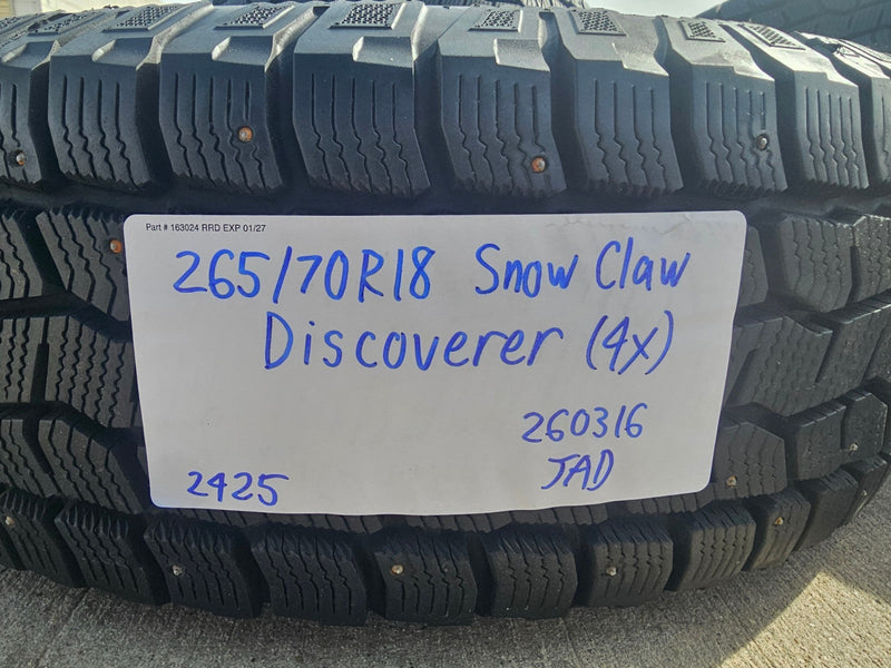 (4) 265/70/18 Cooper Discoverer Snow Claw LT 10 ply load range E tires Texas Truck Tire