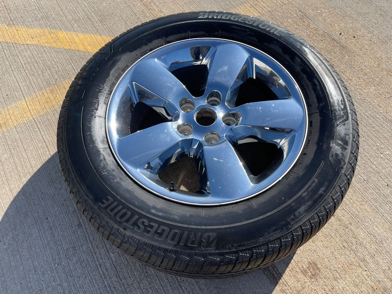 (1) 20" Dodge Ram 1500 OEM 2495 wheel rim chrome tire spare BRIDGESTONE Texas Truck Tire