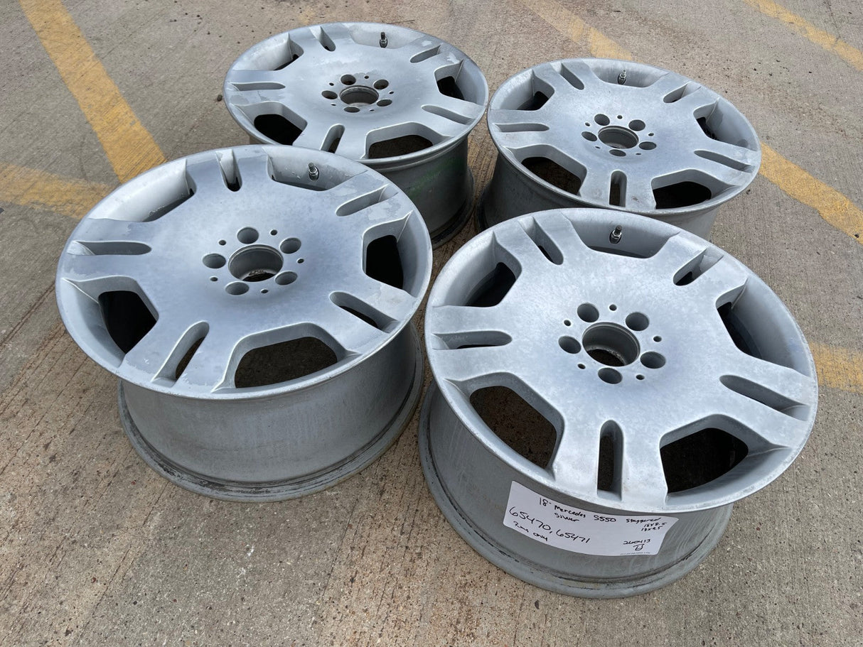 18" 18x8.5 + 18x9.5 Mercedes S550 S600 OEM staggered 65470 65471 wheels rims Texas Truck Tire