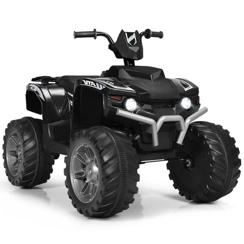 12V Electric ATV Quad for Kids with Music, LED Lights, and Black Finish