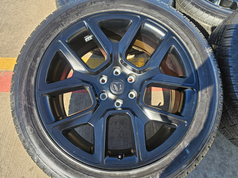 22" Dodge Ram 1500 OEM LIMITED Laramie wheels rims black 2725 2684 GENERAL Texas Truck Tire