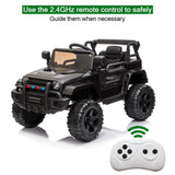 Electric 12V Black Kids Ride-On Truck with 2.4G Remote Control and 3 Speed Modes