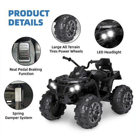 24V Electric ATV Off-Road Quad Car Toy for Kids with 2 Speeds and LED Lights
