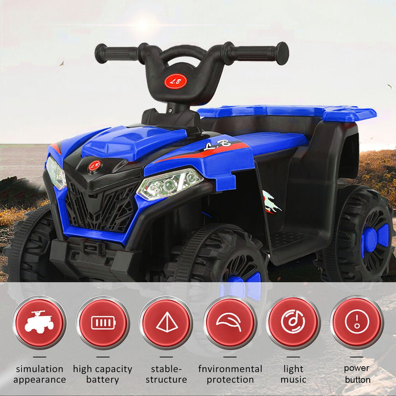 Electric ATV Ride-On Car with MP3 Player and LED Lights - 6V Battery Powered, 4-Wheeled Beach Cruiser