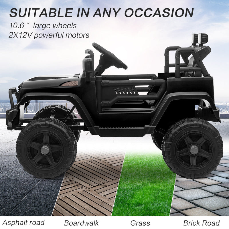 12V Kids Ride-On Truck with Remote Control, Power Wheels, and LED Lights