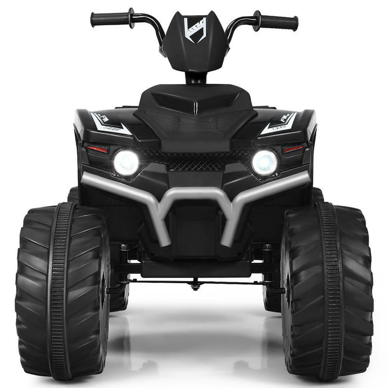 12V Electric ATV Quad for Kids with Music, LED Lights, and Black Finish