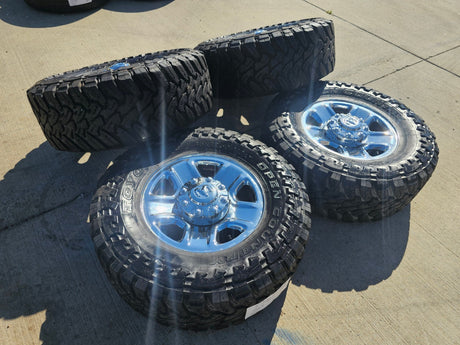 18" Dodge Ram 2500 3500 STEEL chrome OEM 2473 wheels rims TOYO M/T 35" Texas Truck Tire