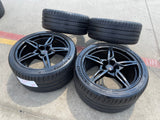 19" + 20" Chevy Corvette C8 OEM 14007 14008 wheels rims BLACK TPMS Texas Truck Tire