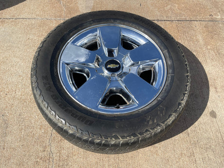 20" Chevy Silverado Tahoe Suburban chrome OEM 5417 wheel rim tire Texas Truck Tire