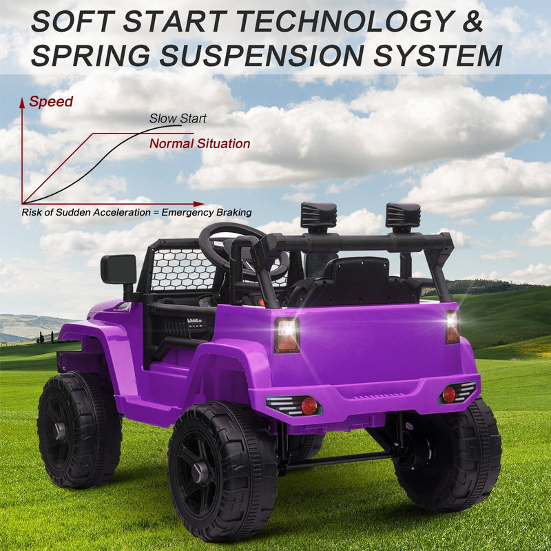 12V Kids Ride-On Power Wheels Remote Control Truck Vehicle Purple