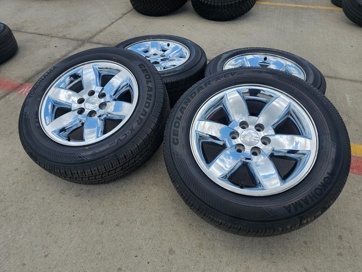 20" GMC Yukon Sierra Chevy Tahoe OEM 5420 CHROME wheels rims YOKOHAMA Texas Truck Tire