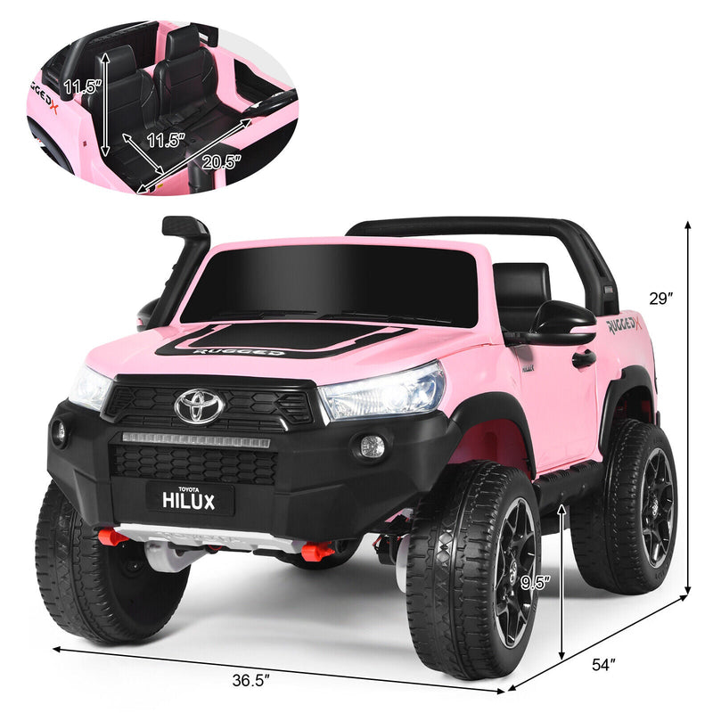 2-Seater Licensed Toyota Hilux Ride On Truck Car with Remote Control - Pink