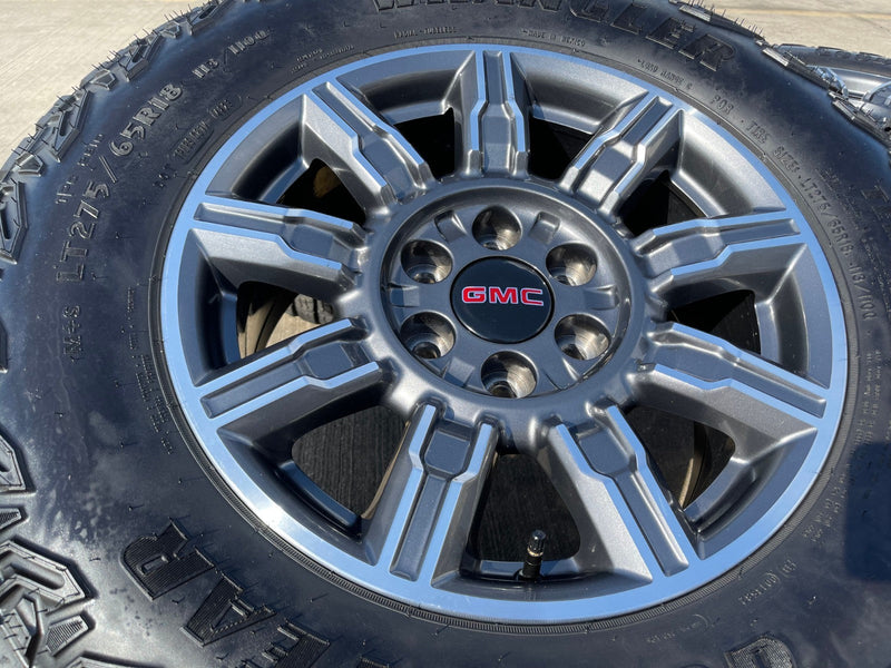 18" GMC Sierra AT4X Chevy Silverado OEM 14131 wheels rims 2024 2025 2026 Texas Truck Tire