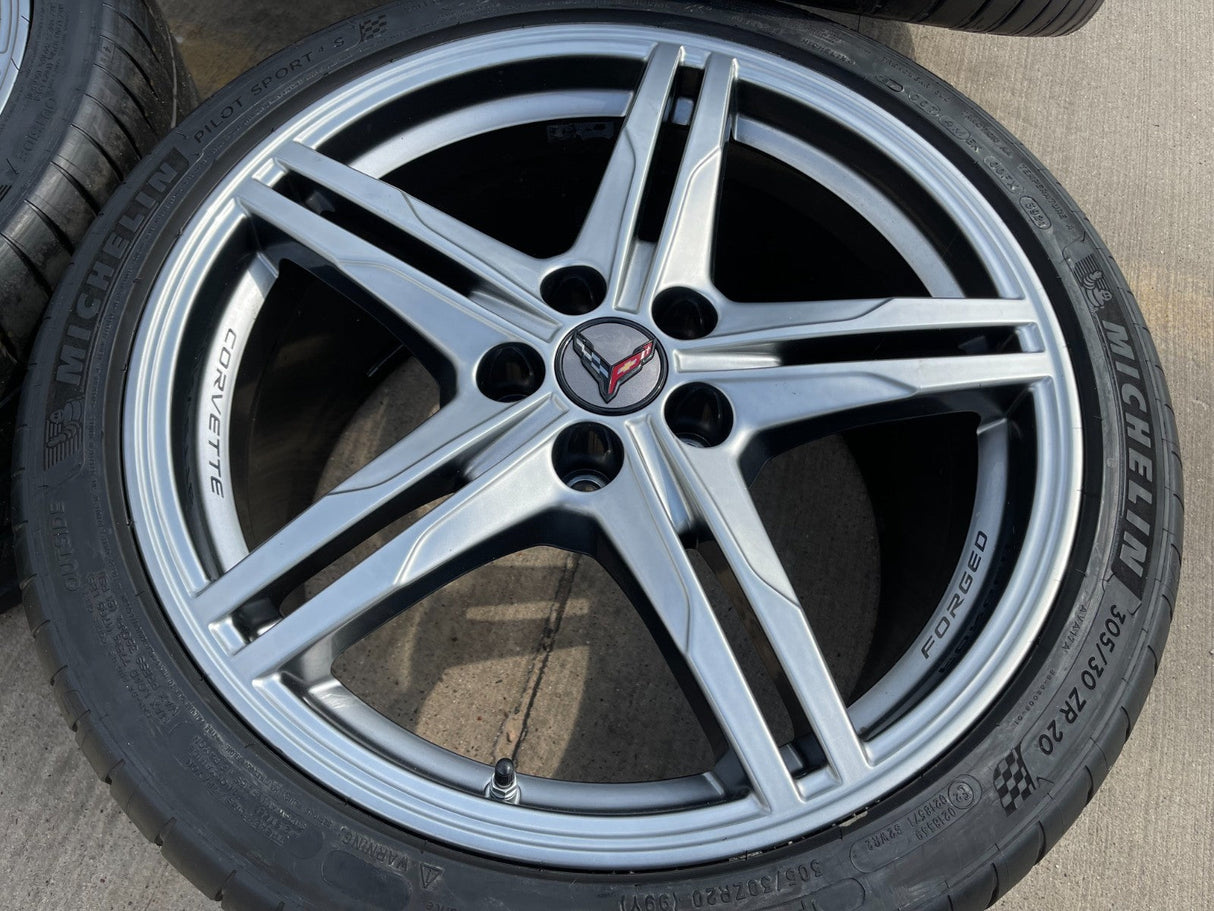 19" + 20" Chevy Corvette Z06 C8 OEM FORGED 94027 94028 wheels rims 2024 2026 Texas Truck Tire