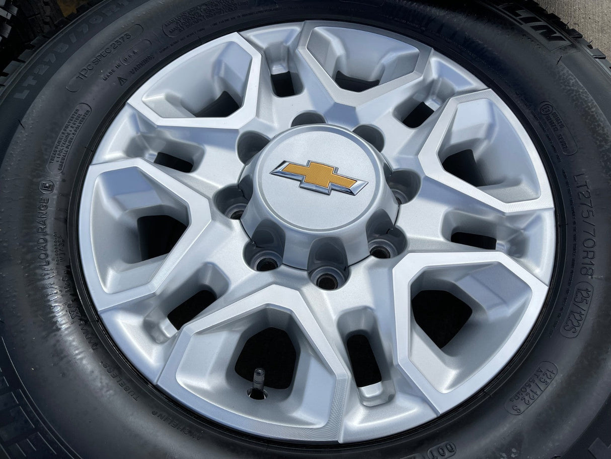 18" Chevy Silverado 2500 3500 OEM 5959 wheels rims MICHELIN LTX A/T2 NEW Texas Truck Tire