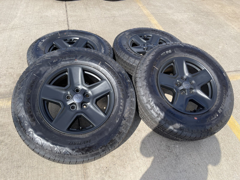 17" Jeep Gladiator BLACK OEM wheels rims 9235 Wrangler 2024 2025 2026 NEW Texas Truck Tire