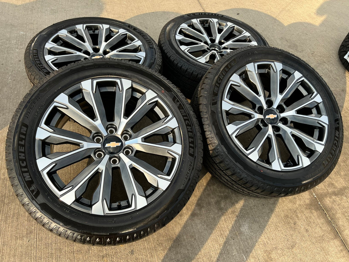 22" Chevy Tahoe Silverado Suburban OEM wheels rims NEW MICHELIN 2025 2026 Texas Truck Tire