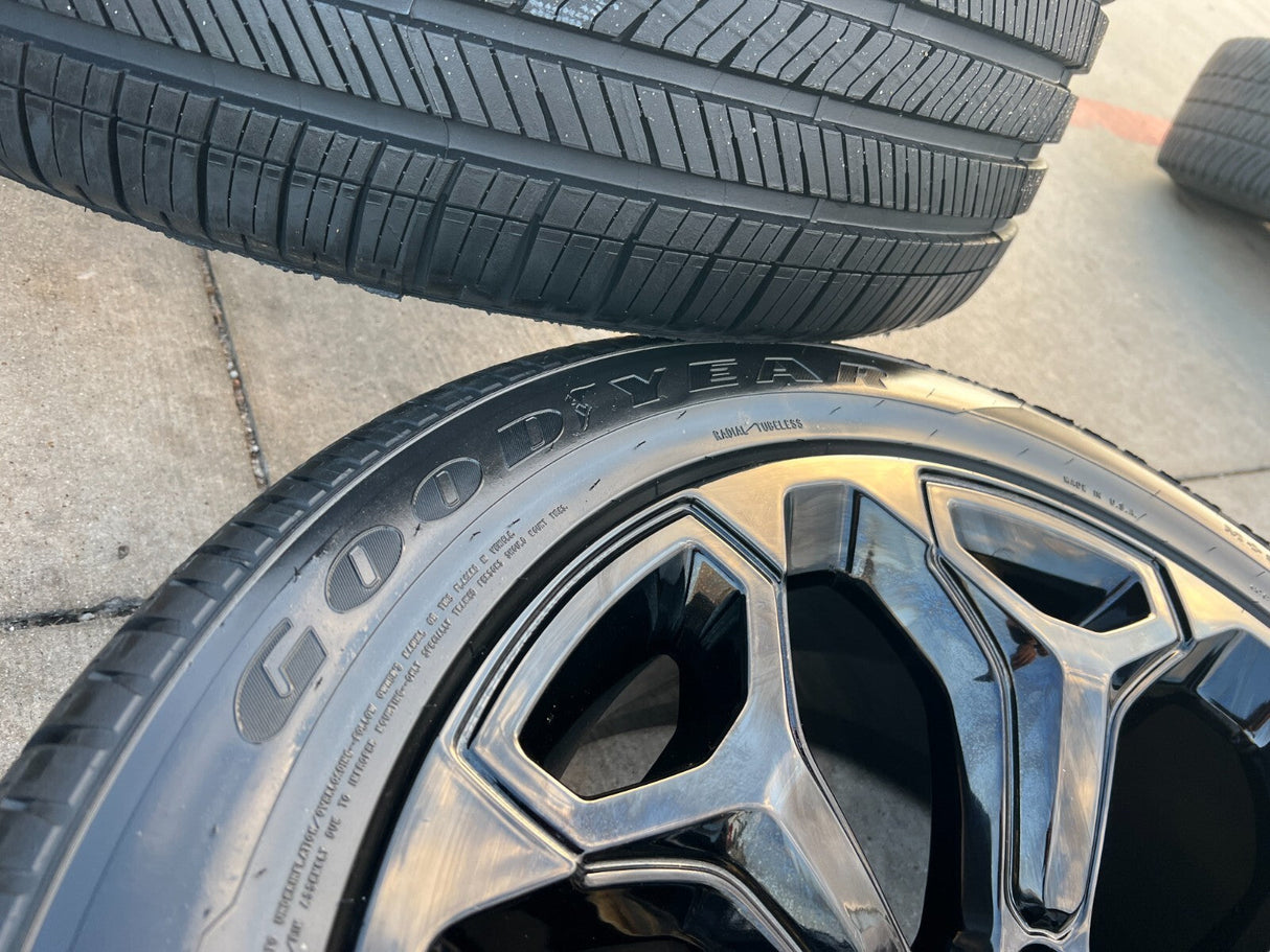 22" Dodge Ram 1500 OEM Laramie rims wheels tires 2685 black NEW Texas Truck Tire