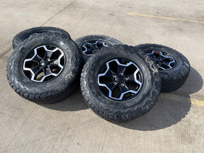 17" Jeep Wrangler Gladiator RUBICON OEM wheels rims tires 9237 black BFG KO2 A/T Texas Truck Tire