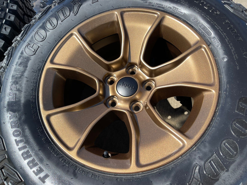 (5) 17" Jeep Wrangler Rubicon OEM 96226 wheels rims Gladiator GOODYEAR 33" NEW Texas Truck Tire