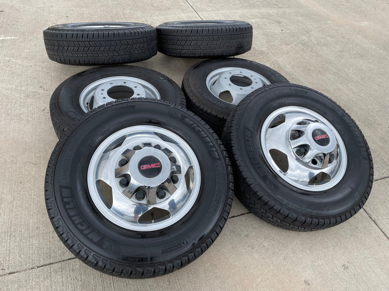 17" Chevy Silverado GMC Sierra 3500 Dually rims wheels OEM 5519 5520 MICHELIN Texas Truck Tire