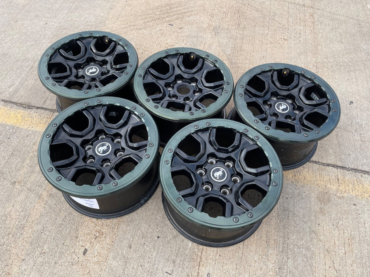 17" Ford Bronco SASQUATCH wheels rims BEADLOCK 10388 Ranger 2024 2025 2026 GREEN Texas Truck Tire