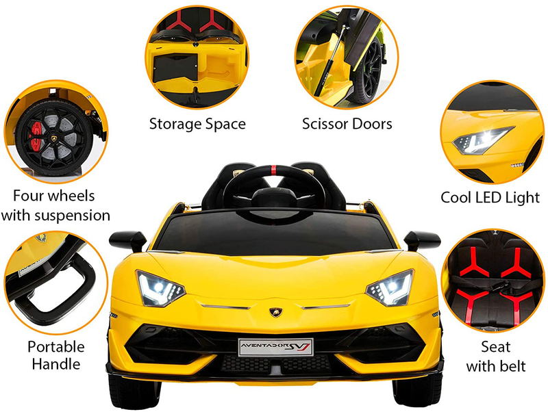 Uenjoy 12V Children's Electric Ride-On Car Lamborghini Aventador SVJ Powered Toy