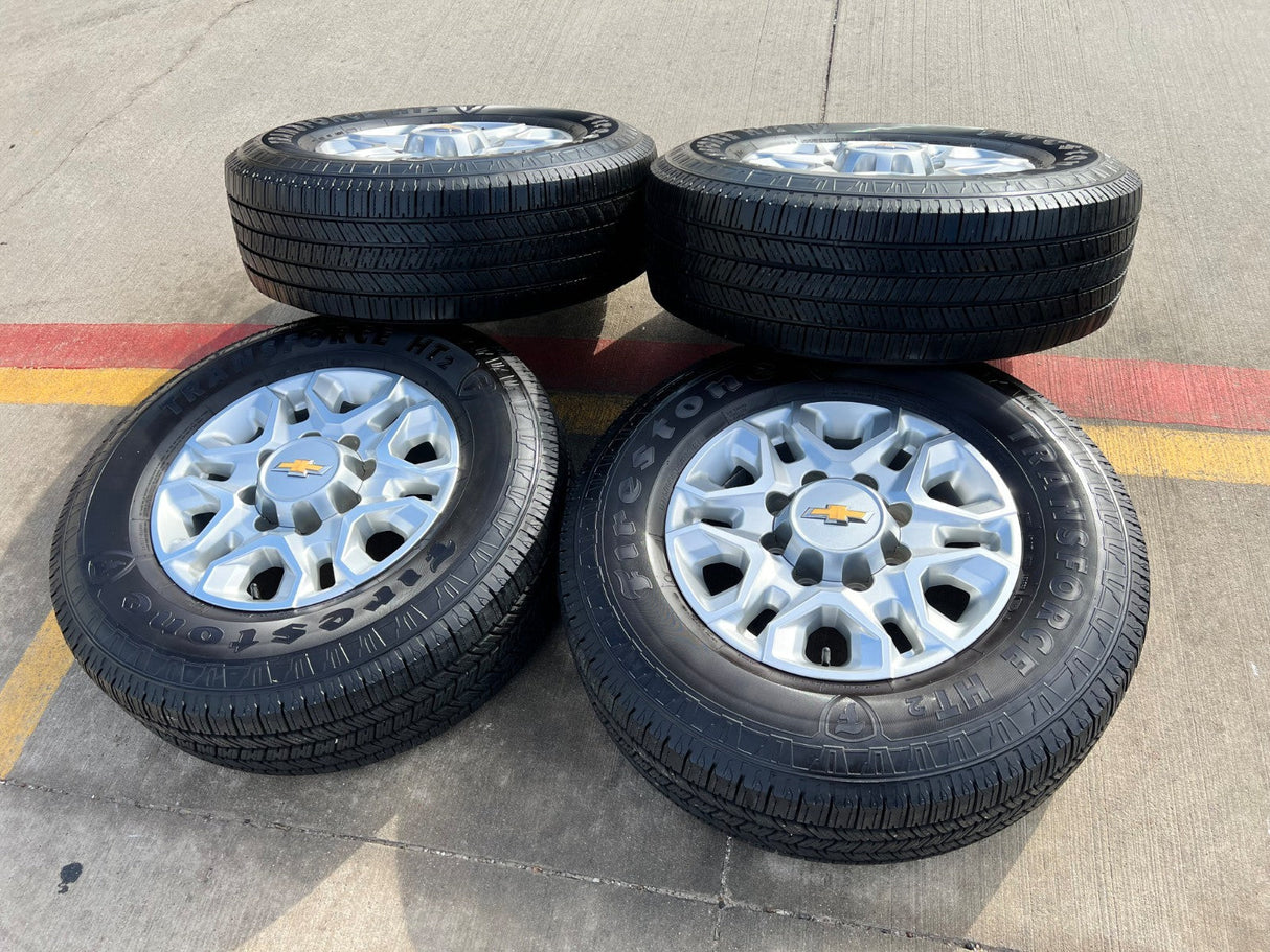 18" Chevy Silverado 2500 3500 OEM 5959 wheels rims FIRESTONE H/T2 Texas Truck Tire