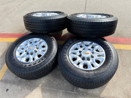 18" Chevy Silverado 2500 3500 OEM 5959 wheels rims FIRESTONE H/T2 Texas Truck Tire