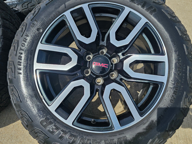 20" GMC Sierra Yukon AT4X Silverado OEM 5914 wheels rims TERRITORY M/T Texas Truck Tire