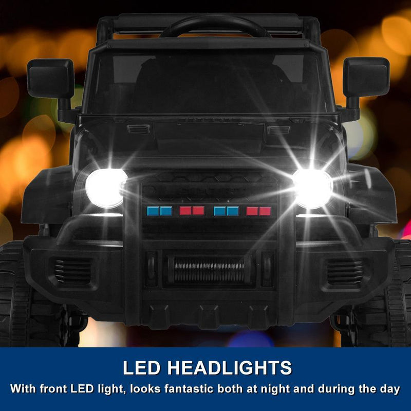 Black 12V Ride-On Truck for Kids with Parental Remote Control