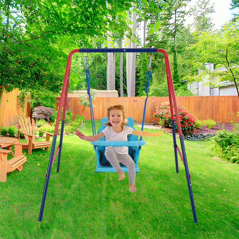Green and Blue Baby Swing Set 2-in-1 Plastic Safe Mental Development Toy