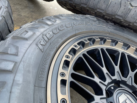 20x9 Fuel Trigger D759 Chevy Silverado RAM Tacoma wheels rims 6x139 6x5.5 tires Texas Truck Tire