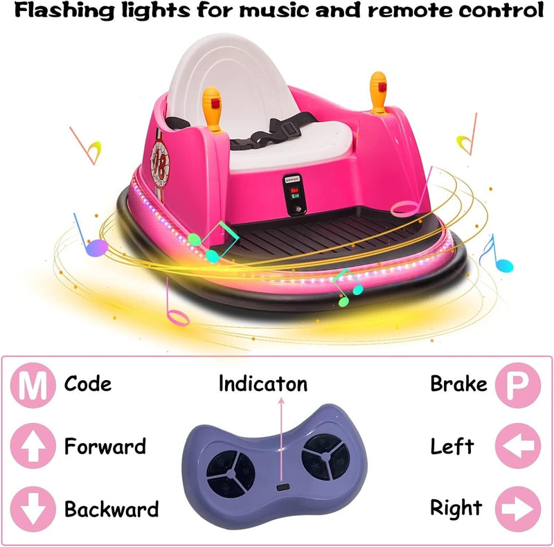 6V Electric Ride-On Bumper Car for Toddlers with Remote Control and 360° Spin