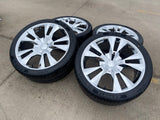 24" Chevy Silverado GMC OEM Replica Yukon Tahoe 5821 5620 wheels rims CHROME Texas Truck Tire