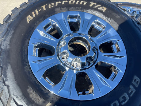 18" Ford F-250 F-350 OEM rims wheels 10097 CHROME tires BFG KO3 A/T Texas Truck Tire