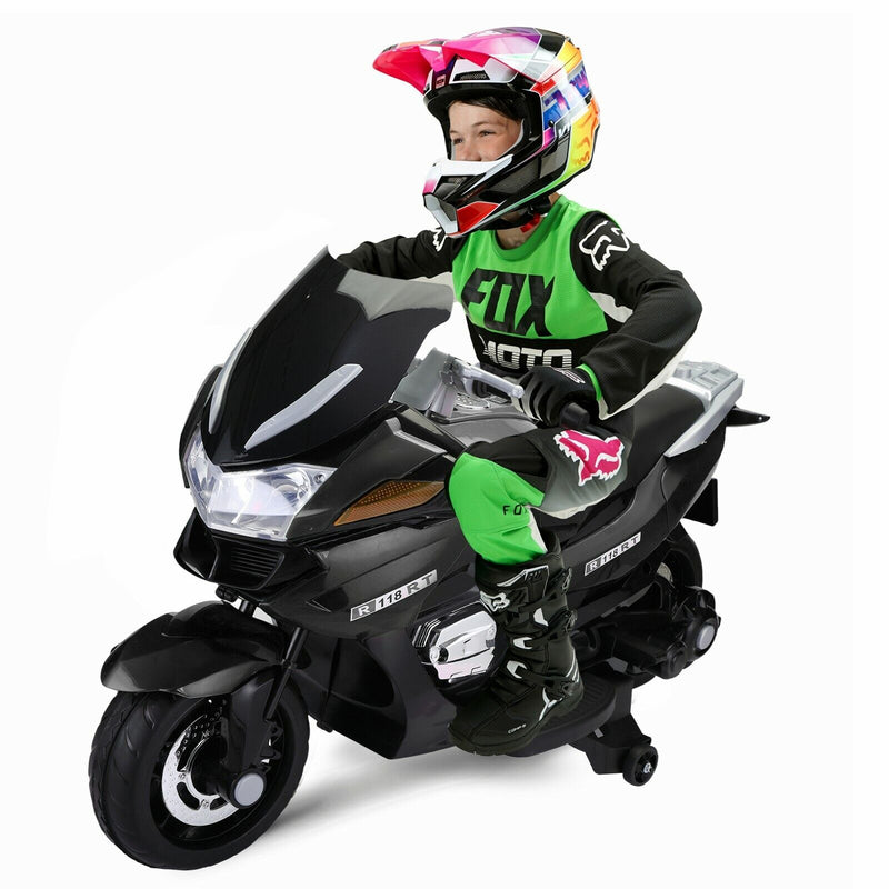 TOBBI 12V Electric Kids Dirt Bike with Training Wheels - Ride On Motorbike for Young Riders