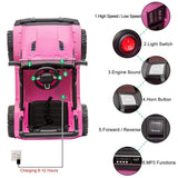 12V Pink Ride-On Truck for Kids with Parent Remote Control