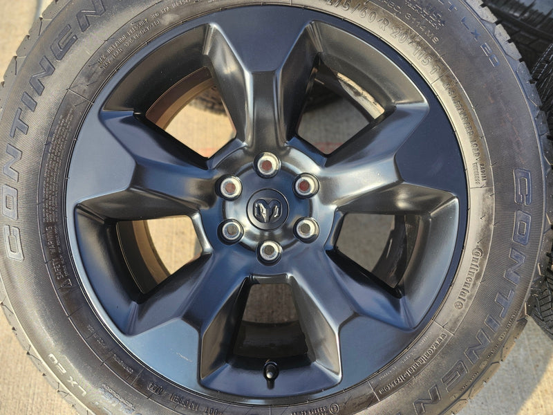 20" Ram 1500 OEM LIMITED Laramie wheels rims black 2675 2722 CONTINENTAL Texas Truck Tire